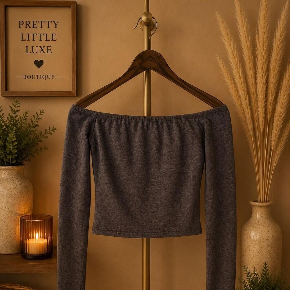 No-brand Women's Grey and Blue Crop-top